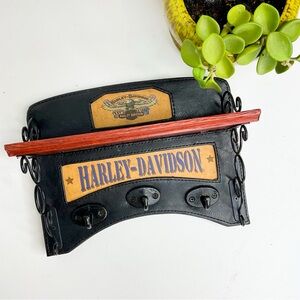 Harley-Davidson Black and Tan Leather Hook Rack